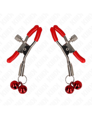 KINK - PINZAS PARA PEZONES ROJAS CON DOBLE CAMPANILLA ROJO 6 CM
