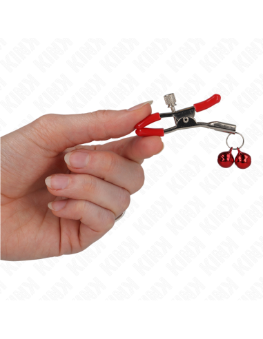 KINK - PINZAS PARA PEZONES ROJAS CON DOBLE CAMPANILLA ROJO 6 CM
