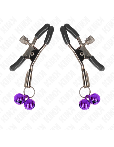 KINK - PINZAS PARA PEZONES CON DOBLE CAMPANILLA VIOLETA 6 CM