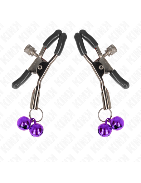 KINK - PINZAS PARA PEZONES CON DOBLE CAMPANILLA VIOLETA 6 CM