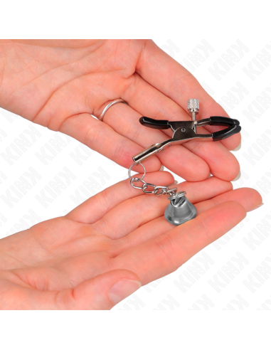 KINK - PINZAS PARA PEZONES CON COLGANTE DE CAMPANA PLATEADO 6 CM
