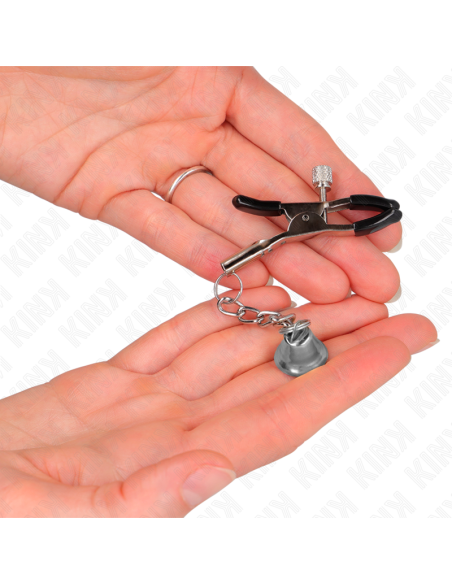 KINK - PINZAS PARA PEZONES CON COLGANTE DE CAMPANA PLATEADO 6 CM
