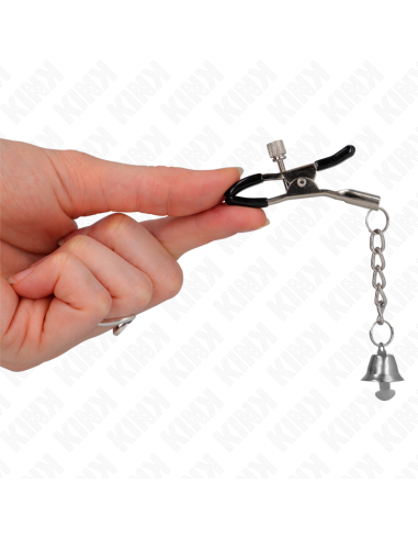 KINK - PINZAS PARA PEZONES CON COLGANTE DE CAMPANA PLATEADO 6 CM