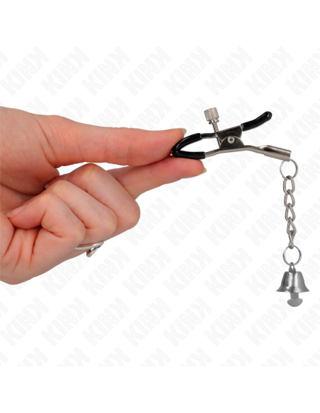 KINK - PINZAS PARA PEZONES CON COLGANTE DE CAMPANA PLATEADO 6 CM