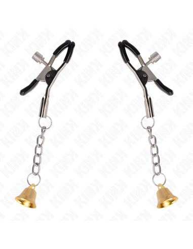 KINK - PINZAS PARA PEZONES CON COLGANTE DE CAMPANA DORADO 6 CM