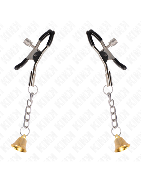 KINK - PINZAS PARA PEZONES CON COLGANTE DE CAMPANA DORADO 6 CM