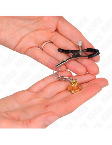 KINK - PINZAS PARA PEZONES CON COLGANTE DE CAMPANA DORADO 6 CM
