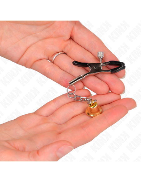 KINK - PINZAS PARA PEZONES CON COLGANTE DE CAMPANA DORADO 6 CM