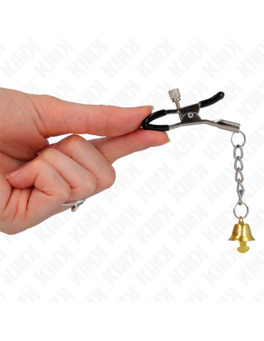 KINK - PINZAS PARA PEZONES CON COLGANTE DE CAMPANA DORADO 6 CM
