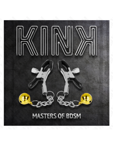 KINK - PINZAS PARA PEZONES CON COLGANTE DE CASCABEL DORADO 6 CM