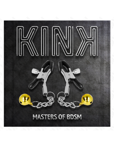 KINK - PINZAS PARA PEZONES CON COLGANTE DE CASCABEL DORADO 6 CM