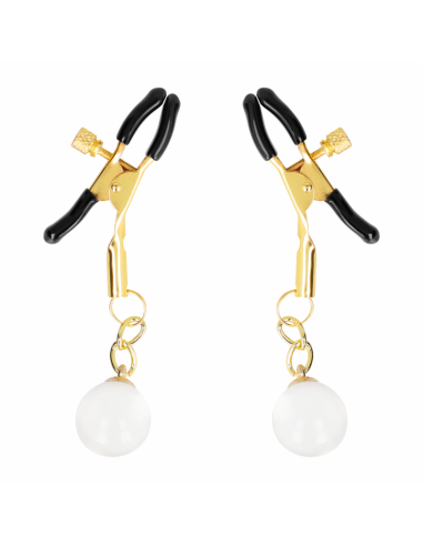 KINK - PINZAS PARA PEZONES DORADAS CON COLGANTE DE VIDRIO 6 CM