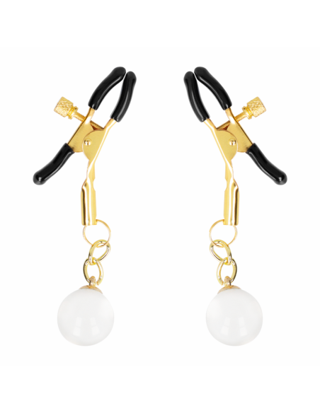 KINK - PINZAS PARA PEZONES DORADAS CON COLGANTE DE VIDRIO 6 CM