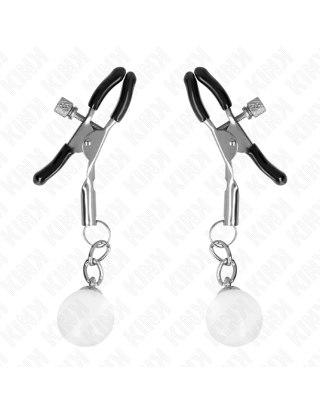 KINK - PINZAS PARA PEZONES PLATEADAS CON COLGANTE DE VIDRIO 6 CM