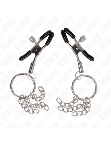 KINK - PINZAS PARA PEZONES CON ARO Y PEQUEÑAS CADENAS PLATEADO 6 CM