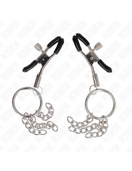 KINK - PINZAS PARA PEZONES CON ARO Y PEQUEÑAS CADENAS PLATEADO 6 CM