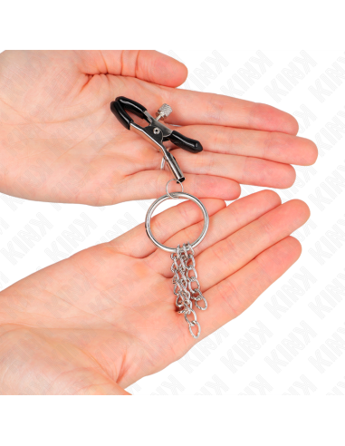 KINK - PINZAS PARA PEZONES CON ARO Y PEQUEÑAS CADENAS PLATEADO 6 CM
