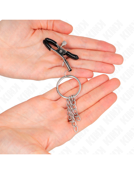 KINK - PINZAS PARA PEZONES CON ARO Y PEQUEÑAS CADENAS PLATEADO 6 CM