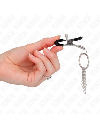 KINK - PINZAS PARA PEZONES CON ARO Y PEQUEÑAS CADENAS PLATEADO 6 CM