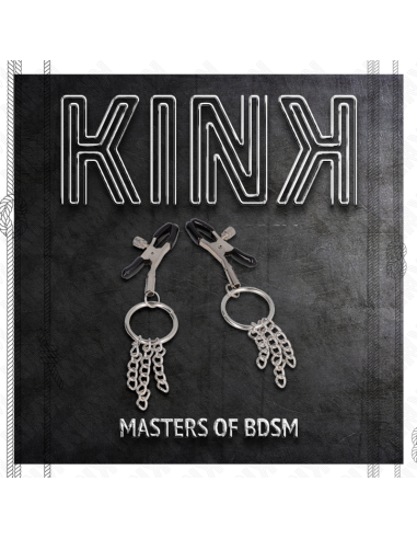 KINK - PINZAS PARA PEZONES CON ARO Y PEQUEÑAS CADENAS PLATEADO 6 CM