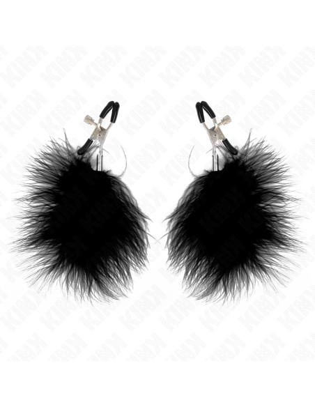 KINK - PINZAS PARA PEZONES CON PLUMA NEGRO 7 CM
