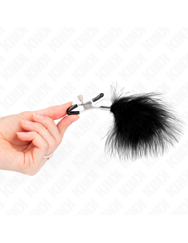 KINK - PINZAS PARA PEZONES CON PLUMA NEGRO 7 CM