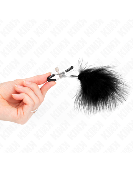 KINK - PINZAS PARA PEZONES CON PLUMA NEGRO 7 CM