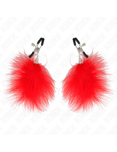 KINK - PINZAS PARA PEZONES CON PLUMA ROJO 7 CM