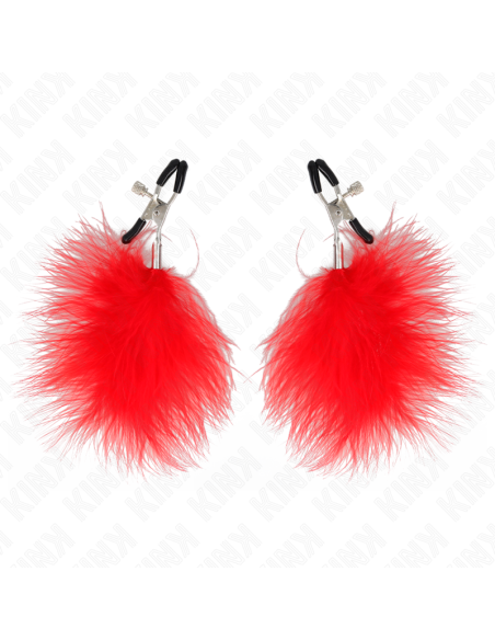 KINK - PINZAS PARA PEZONES CON PLUMA ROJO 7 CM