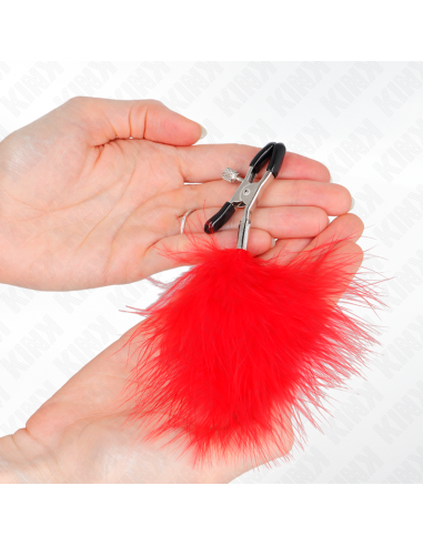 KINK - PINZAS PARA PEZONES CON PLUMA ROJO 7 CM