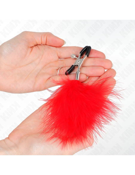 KINK - PINZAS PARA PEZONES CON PLUMA ROJO 7 CM