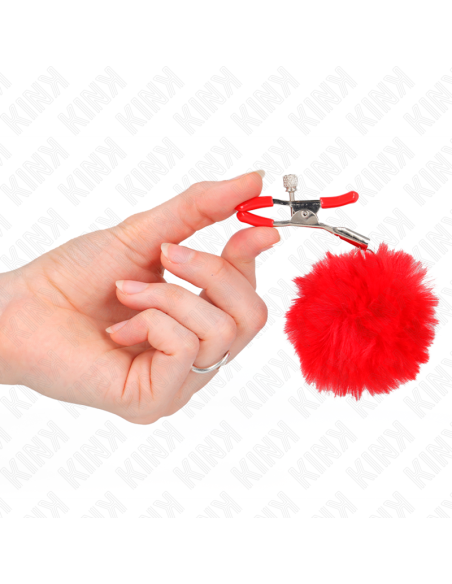 KINK - PINZAS PARA PEZONES CON POMPÓN ROJO 6 CM