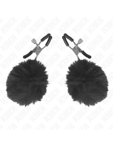 KINK - PINZAS PARA PEZONES CON POMPÓN NEGRO 6 CM