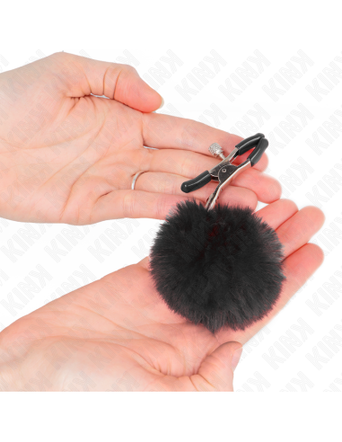 KINK - PINZAS PARA PEZONES CON POMPÓN NEGRO 6 CM
