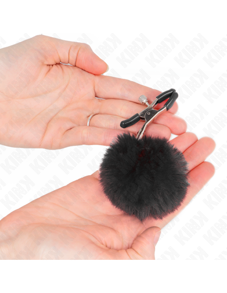 KINK - PINZAS PARA PEZONES CON POMPÓN NEGRO 6 CM
