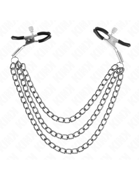 KINK - PINZAS PARA PEZONES CON TRIPLE CADENA NEGRO 20-23-28 CM