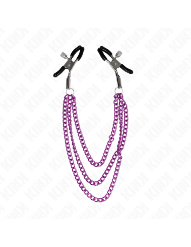 KINK - PINZAS PARA PEZONES CON TRIPLE CADENA VIOLETA 20-23-28 CM