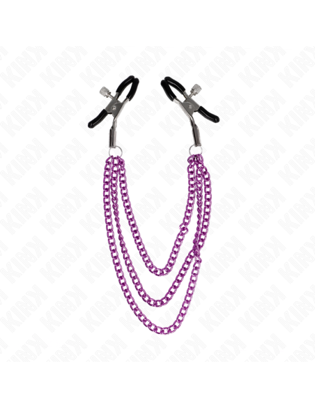 KINK - PINZAS PARA PEZONES CON TRIPLE CADENA VIOLETA 20-23-28 CM