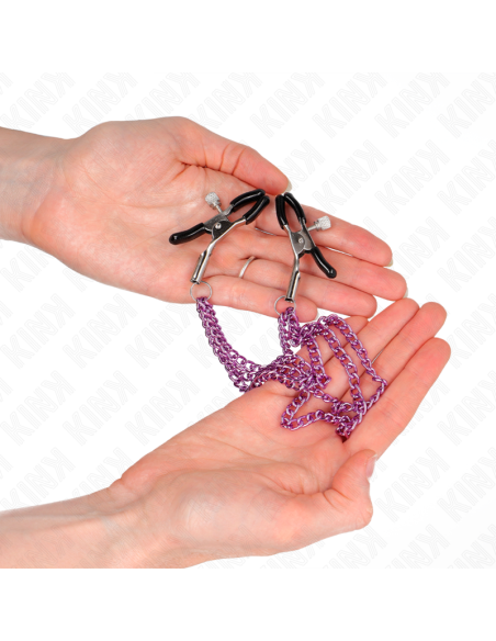 KINK - PINZAS PARA PEZONES CON TRIPLE CADENA VIOLETA 20-23-28 CM