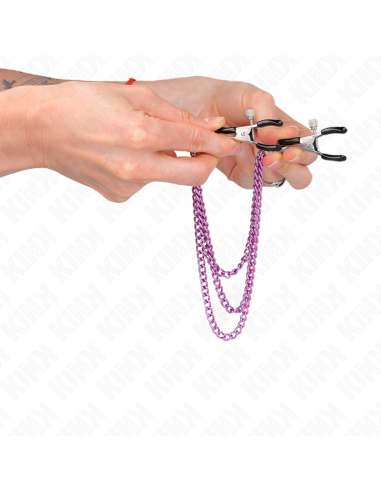 KINK - PINZAS PARA PEZONES CON TRIPLE CADENA VIOLETA 20-23-28 CM