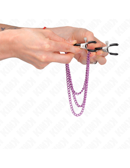 KINK - PINZAS PARA PEZONES CON TRIPLE CADENA VIOLETA 20-23-28 CM