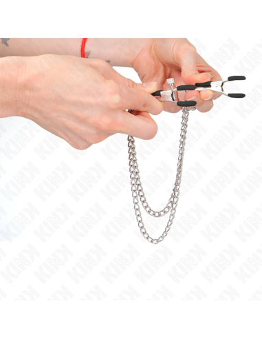 KINK - PINZAS PARA PEZONES CON DOBLE CADENA GRUESA PLATEADO 20-23 CM