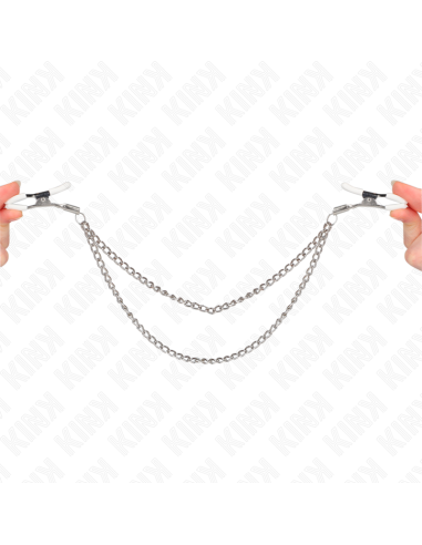 KINK - PINZAS PARA PEZONES CON DOBLE CADENA FINA PLATEADO 20-23 CM