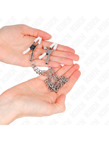 KINK - PINZAS PARA PEZONES CON DOBLE CADENA FINA PLATEADO 20-23 CM