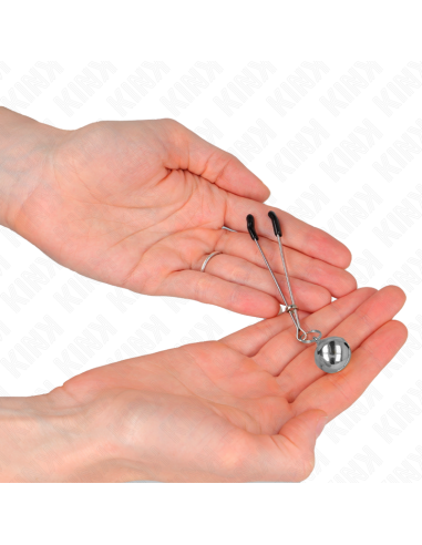 KINK - PINZAS PARA PEZONES FINA CON CASCABEL PLATEADO 7 CM