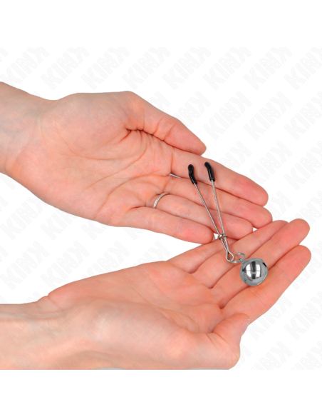 KINK - PINZAS PARA PEZONES FINA CON CASCABEL PLATEADO 7 CM