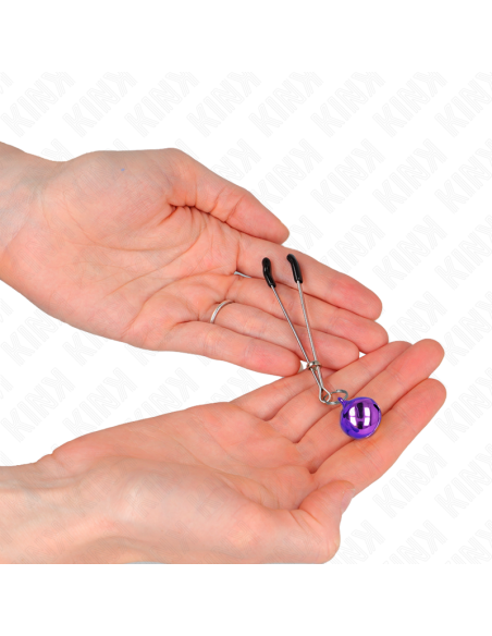 KINK - PINZAS PARA PEZONES FINA CON CASCABEL VIOLETA 7 CM