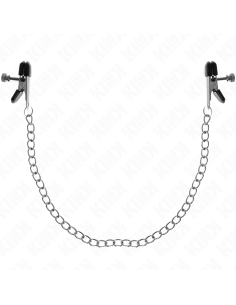 KINK - PINZAS PARA PEZONES PLANAS NEGRO CON CADENA PLATEADO 34 CM
