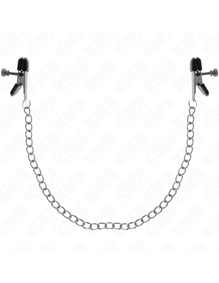 KINK - PINZAS PARA PEZONES PLANAS NEGRO CON CADENA PLATEADO 34 CM