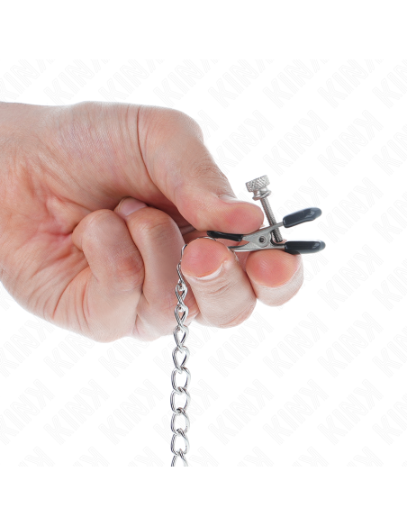 KINK - PINZAS PARA PEZONES PLANAS NEGRO CON CADENA PLATEADO 34 CM